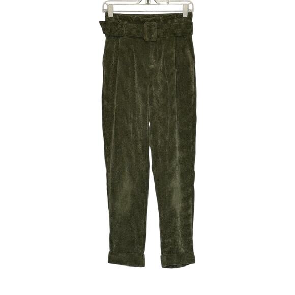 Wild Fable green corduroy pleated belted pants size 0 - Picture 6 of 9